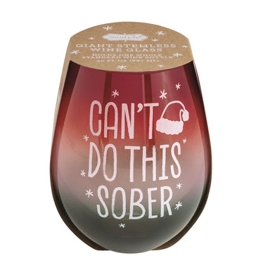 Wine glass with 'Can't Do This Sober' text on a white background
