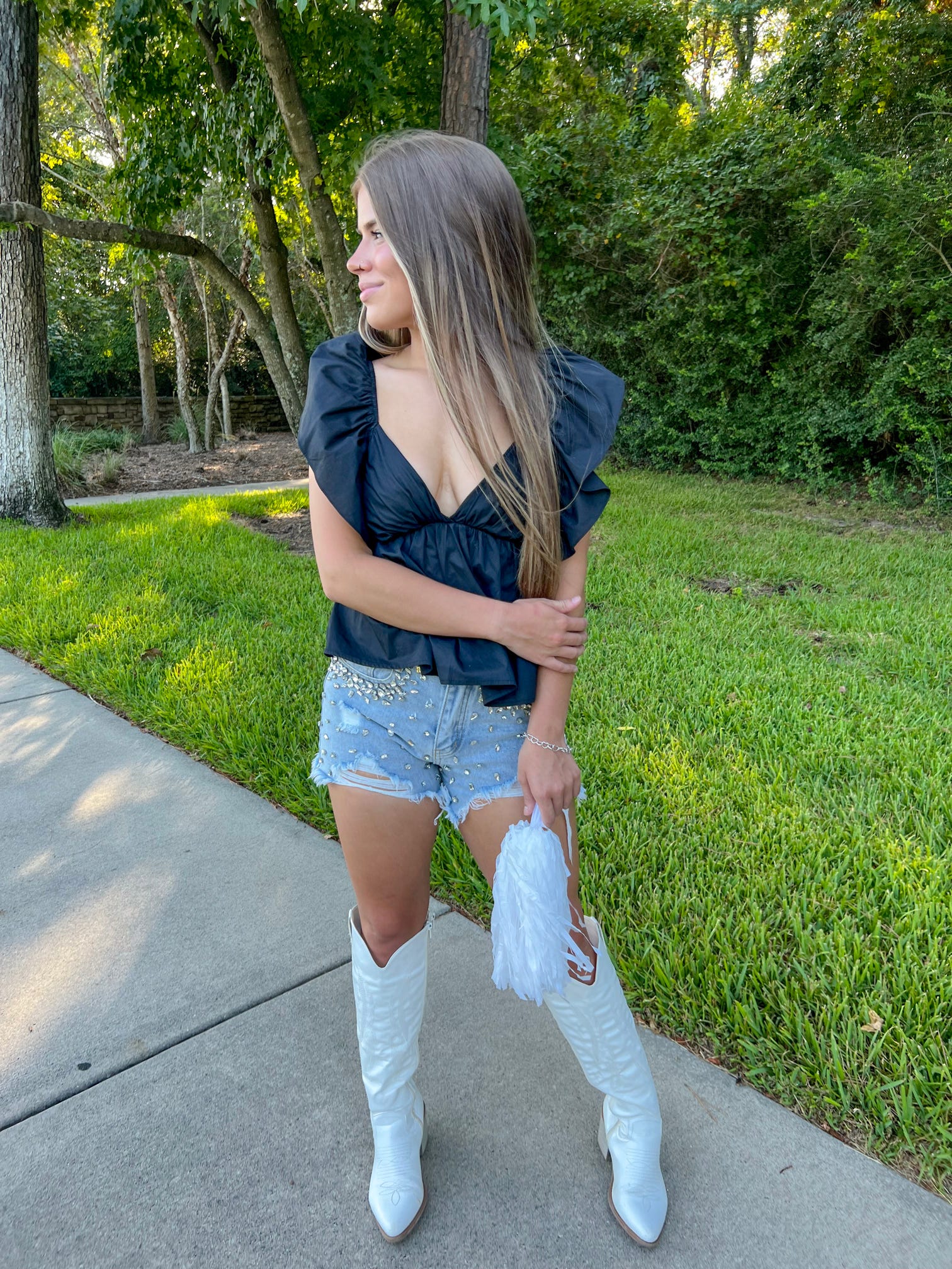 Thigh High Boots Outfit Clearance White Boots Denim Shorts Jean
